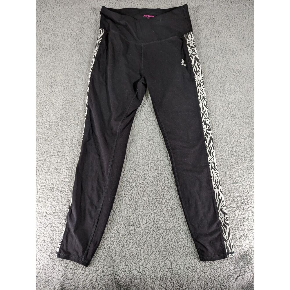 Juicy Couture Juicy Sport Womens Leggings Black White WIld Cat Zebra Size M